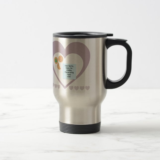 Dear Santa Cookies Bring Toys Purple Hearts Travel Mug (Right)