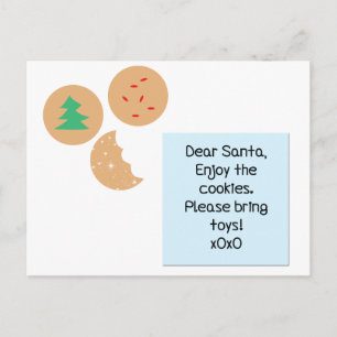 Dear Santa Cookies Please Bring Toys Holiday Postcard
