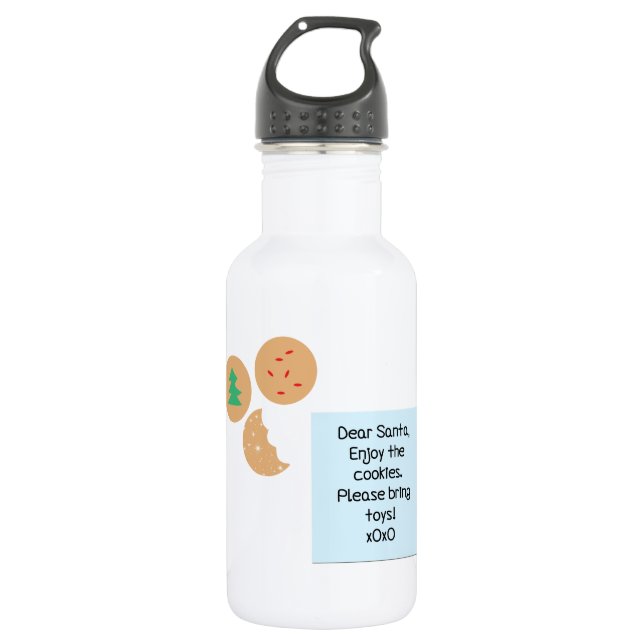 Dear Santa Cookies Please Bring Toys Stainless Steel Water Bottle (Front)