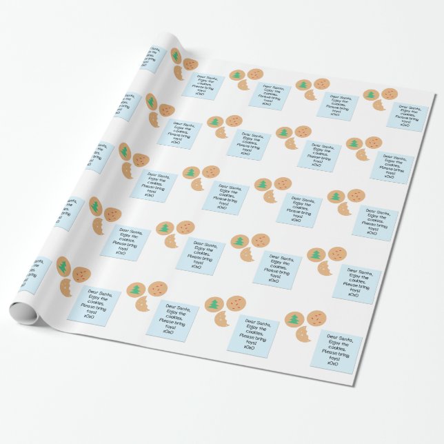 Dear Santa Cookies Please Bring Toys Wrapping Paper (Unrolled)