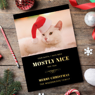 Dear Santa Cute Cat Photo Christmas Foil Holiday Card