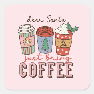 Dear Santa Cute Christmas Square Sticker