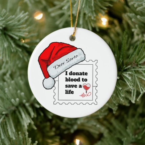 Dear Santa Cute Personalized Christmas  Ceramic Ornament