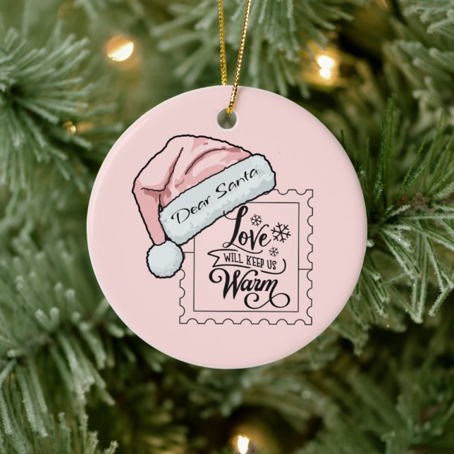Dear Santa Cute Personalized Christmas  Ceramic Ornament (Tree)