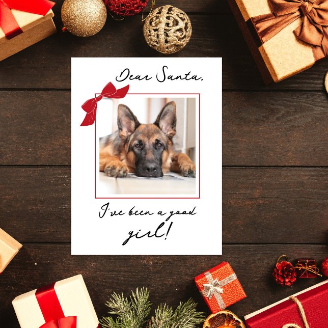 Dear Santa Cute Pet Christmas Custom Photo Holiday Postcard (Creator Uploaded)