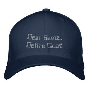 Dear Santa, Define Good Front - Surprise Back Navy Embroidered Baseball Cap