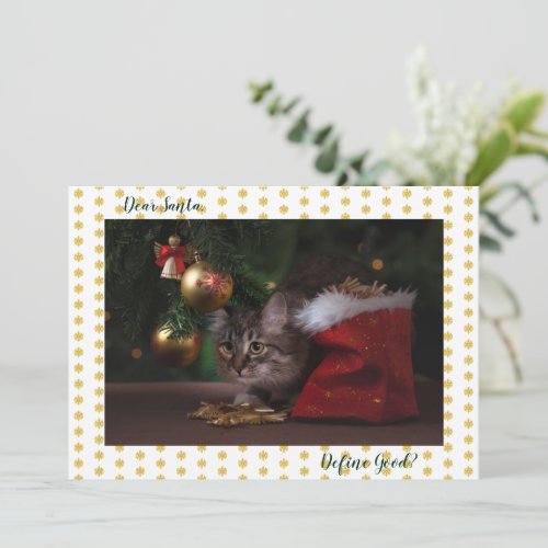 Dear Santa Define Good Pet Photo Christmas Holiday Card
