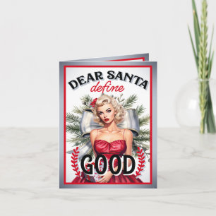 Dear Santa Define Good Retro Pinup Letterpress Thank You Card