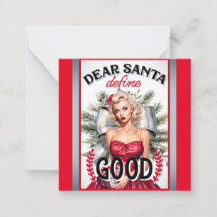 Dear Santa Define Good Retro Pinup Note Card