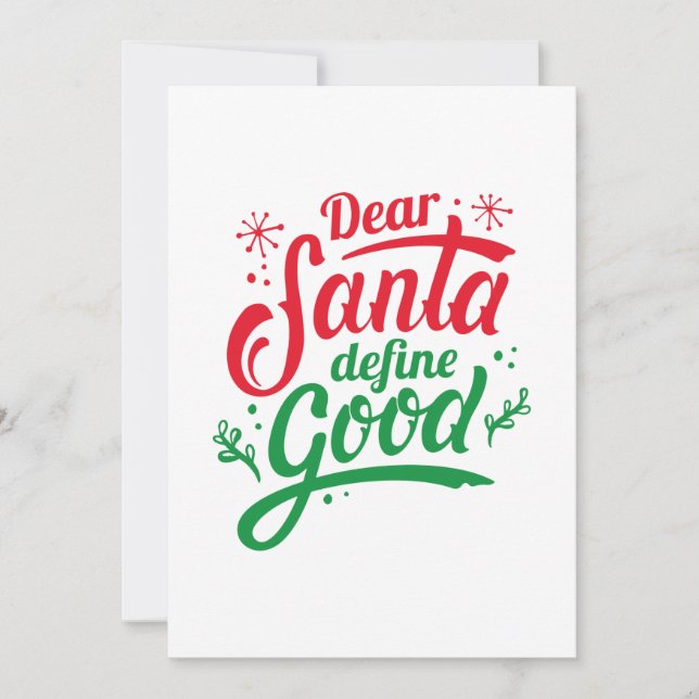 Dear Santa Define Good Thank You Card (Front)