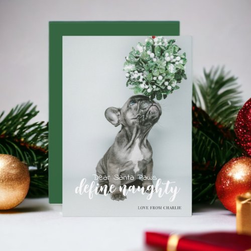 Dear Santa Define Naughty Typography Photo Holiday Card