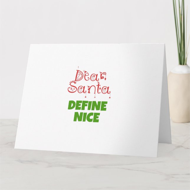 Dear Santa define nice Letterpress Thank You Card (Front)