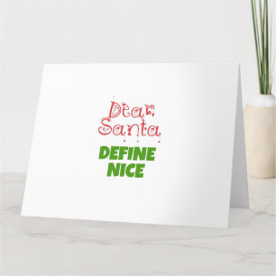 Dear Santa define nice Letterpress Thank You Card