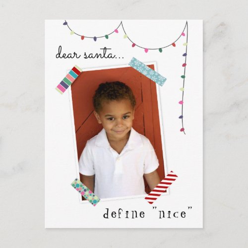 Dear Santa Define Nice Photo Holiday  Christmas Postcard