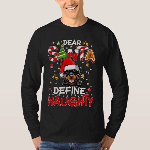 Dear Santa Dog  Fun Define Naughty Christmas Red P T_Shirt