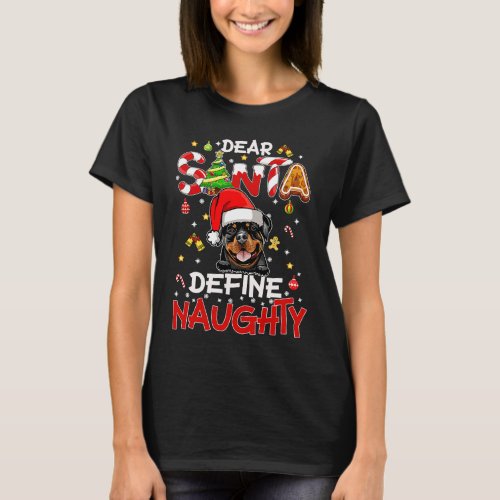 Dear Santa Dog  Fun Define Naughty Christmas Red P T_Shirt