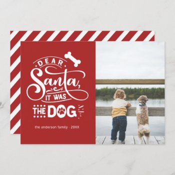Dear Santa... Dog Funny Christmas Photo Card by oddowl at Zazzle