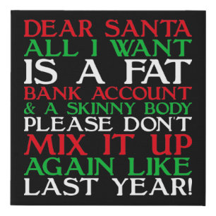 Dear Santa Faux Canvas Print