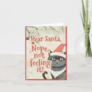 Dear Santa Funny Black Cat Anti Christmas Holiday Card