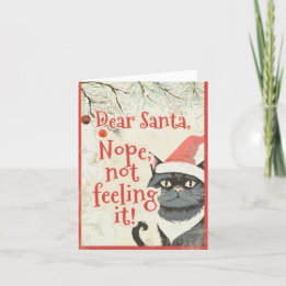 Dear Santa Funny Black Cat Anti Christmas Holiday Card