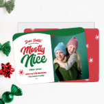Dear Santa Funny Christmas card<br><div class="desc">Dear Santa we have been mostly nice this year. Cheeky holiday photo card to show off your mostly nice children or pets. Fun retro typography and classic green and red colors. Customize photo,  greeting,  name,  and year area.</div>