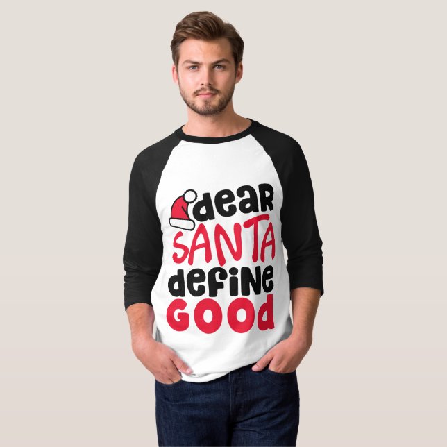 Dear Santa Funny Christmas Raglan Shirt (Front Full)