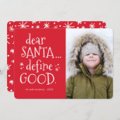 Dear Santa... Funny Holiday Photo Card (Front/Back)