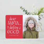 Dear Santa... Funny Holiday Photo Card (Standing Front)