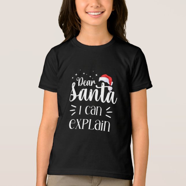 Dear Santa funny kids Black Christmas Tri-Blend Shirt (Front)