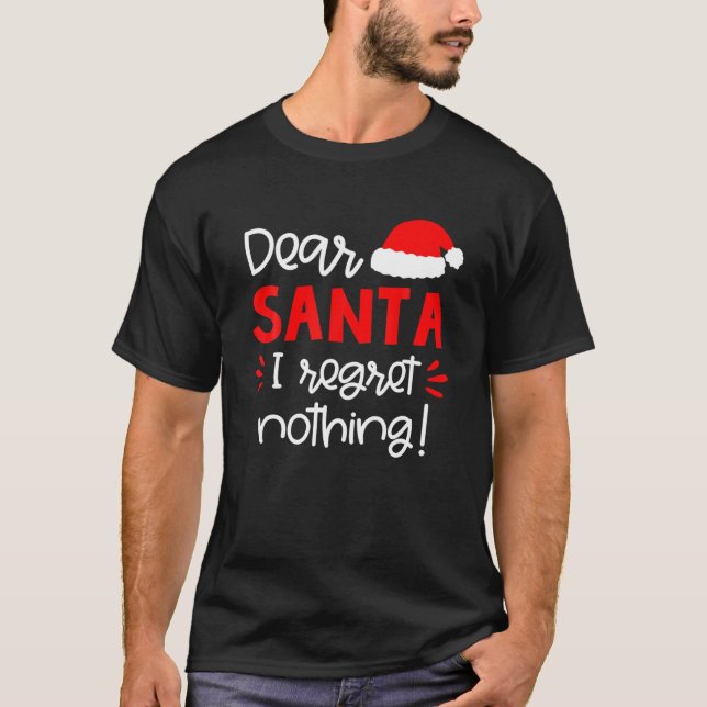 Dear Santa Funny Matching Family Christmas Pajamas T-Shirt (Front)