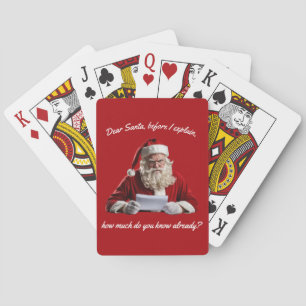 Dear Santa... Funny Santa Claus, Christmas Holiday Poker Cards