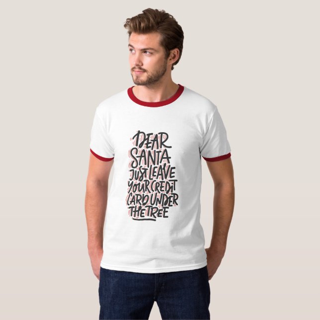 DEAR SANTA Ho Ho Ho Men's Christmas Holiday Modern T-Shirt (Front Full)