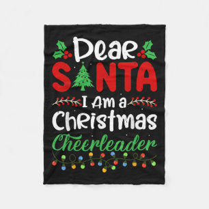 Dear Santa I Am A Christmas Cheerleader Funny Chri Fleece Blanket