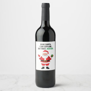 Dear Santa I Can Explain But First Matcha Xmas Wine Label