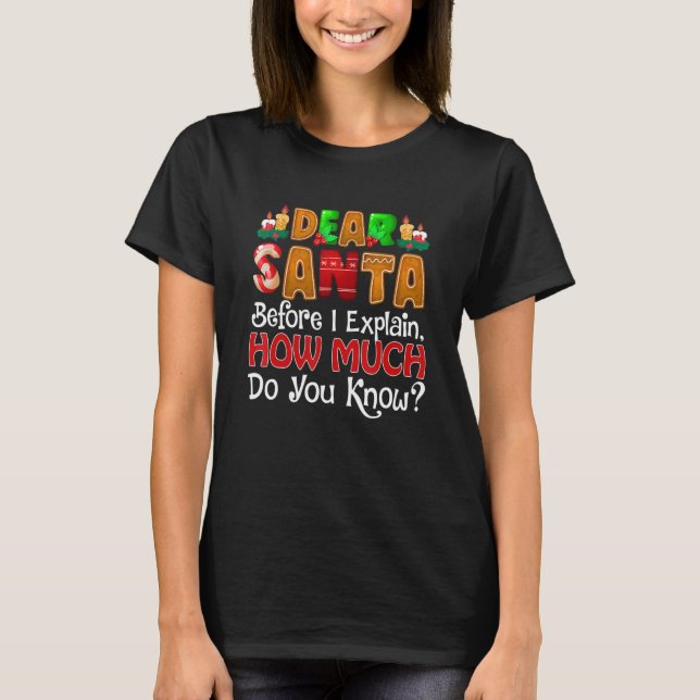 Dear Santa I Can Explain   Christmas Quotes For Fa T-Shirt (Front)