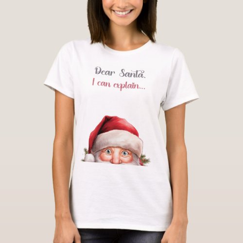 Dear Santa I Can Explain _ Festive Humor T_Shirt