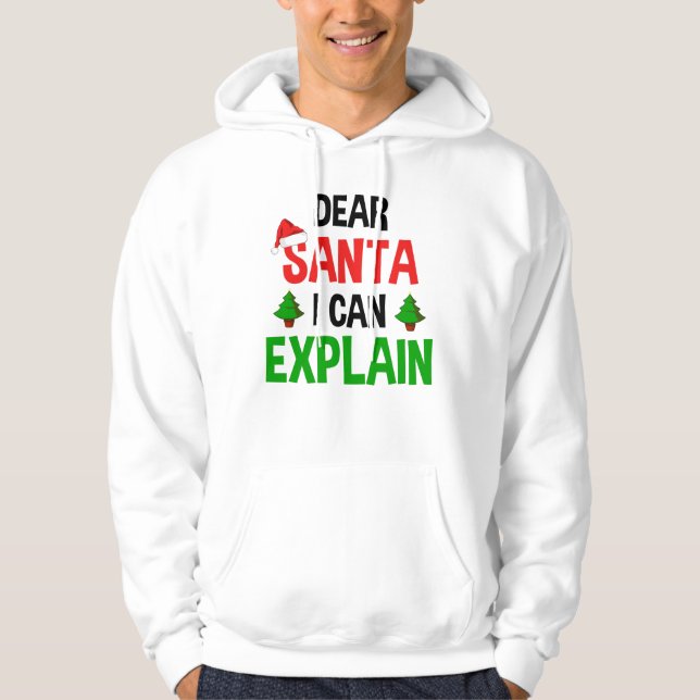 Dear Santa I Can Explain Funny Christmas Hoodie (Front)