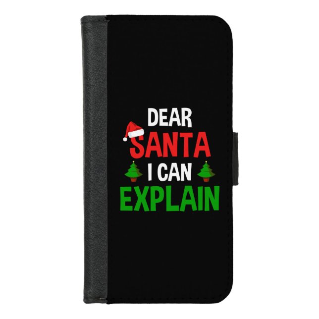 Dear Santa I Can Explain Funny Christmas iPhone Wallet Case (Front)