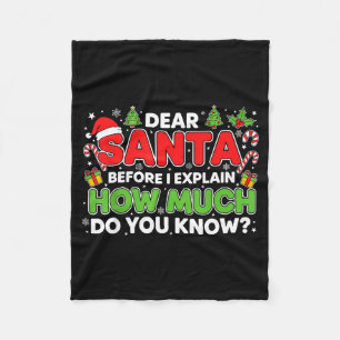 Dear Santa I Can Explain Funny Christmas Men Women Fleece Blanket