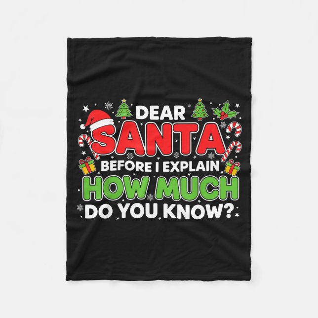 Dear Santa I Can Explain Funny Christmas Men Women Fleece Blanket (Front)