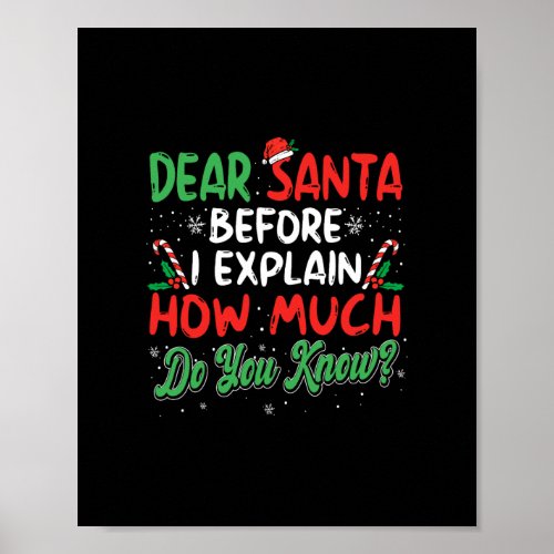 dear santa i can explain funny christmas men women poster