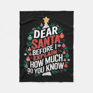 Dear Santa I Can Explain Funny Christmas Pjs Tree Fleece Blanket