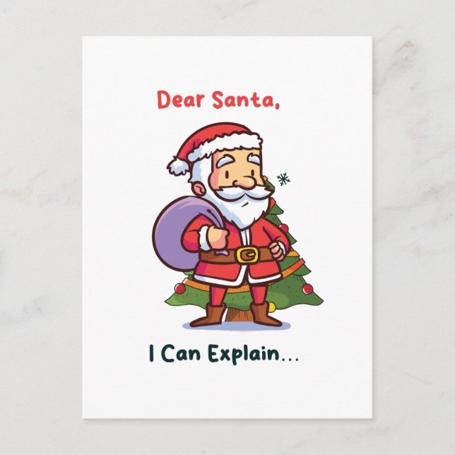 Dear Santa, I Can Explain – Funny Christmas Postcard (Front)