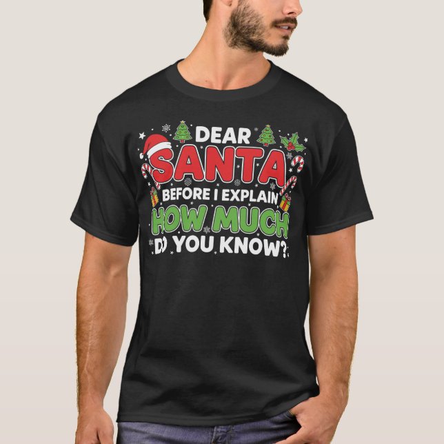 Dear Santa I Can Explain Funny Christmas T-Shirt (Front)
