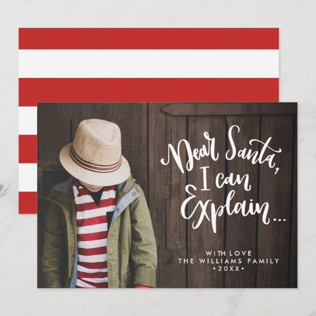 Dear Santa I can explain Funny Holiday Full Photo Invitation (Front/Back)