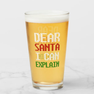 Dear Santa I Can Explain Funny Letter to Santa Glass