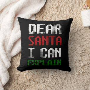 Dear Santa I Can Explain Funny Letter to Santa Throw Pillow