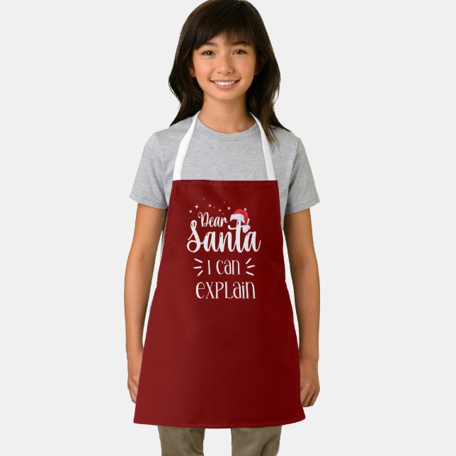 Dear Santa, I can explain funny red Christmas Apron (Insitu)