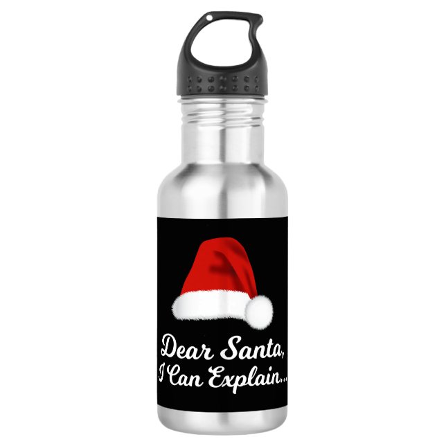 Dear Santa I Can Explain Funny Stainless Steel Water Bottle (Front)