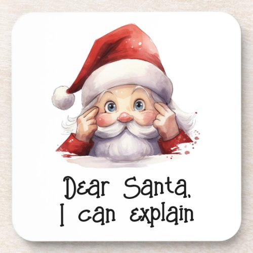 Dear Santa I Can Explain Funny White  Beverage Coaster